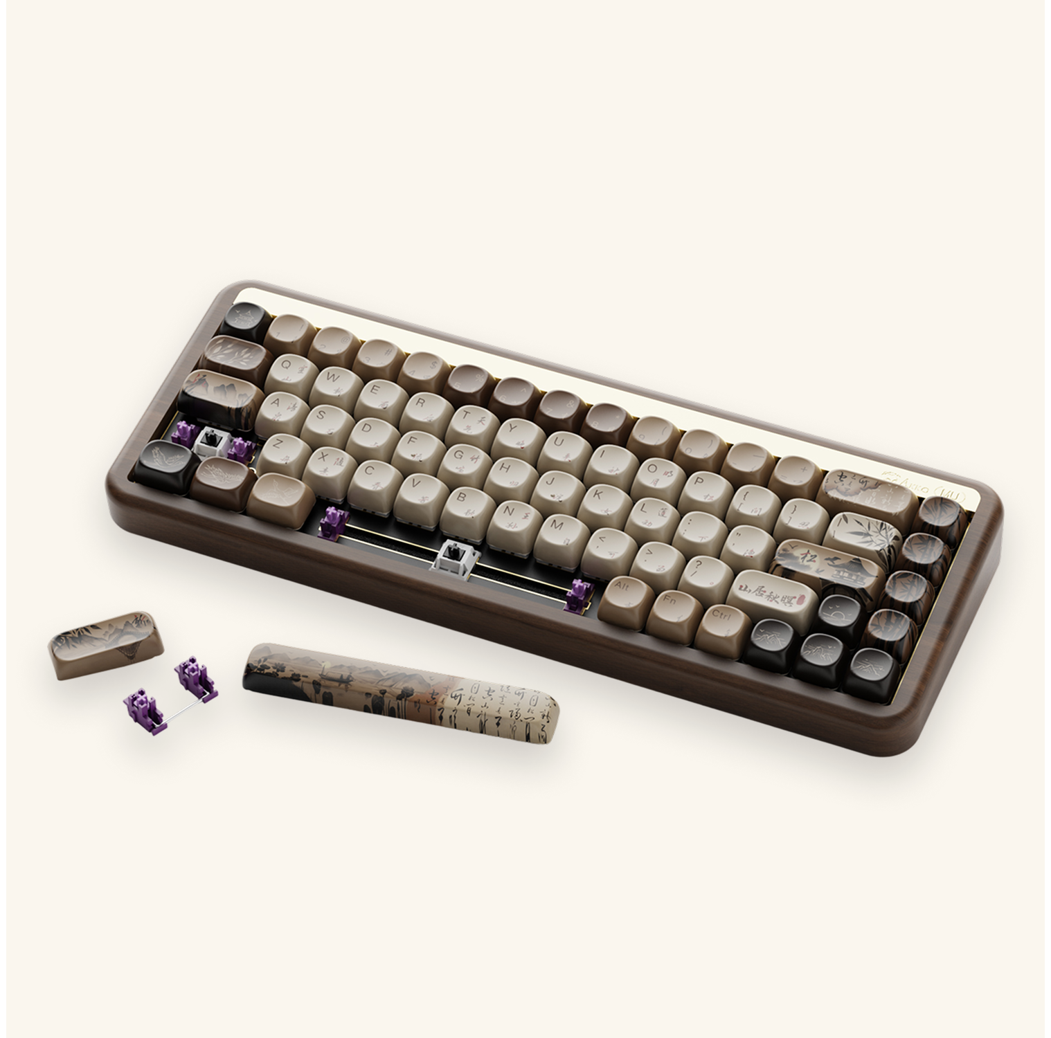 Akko MU01 Mountain Seclusion keycaps en layout