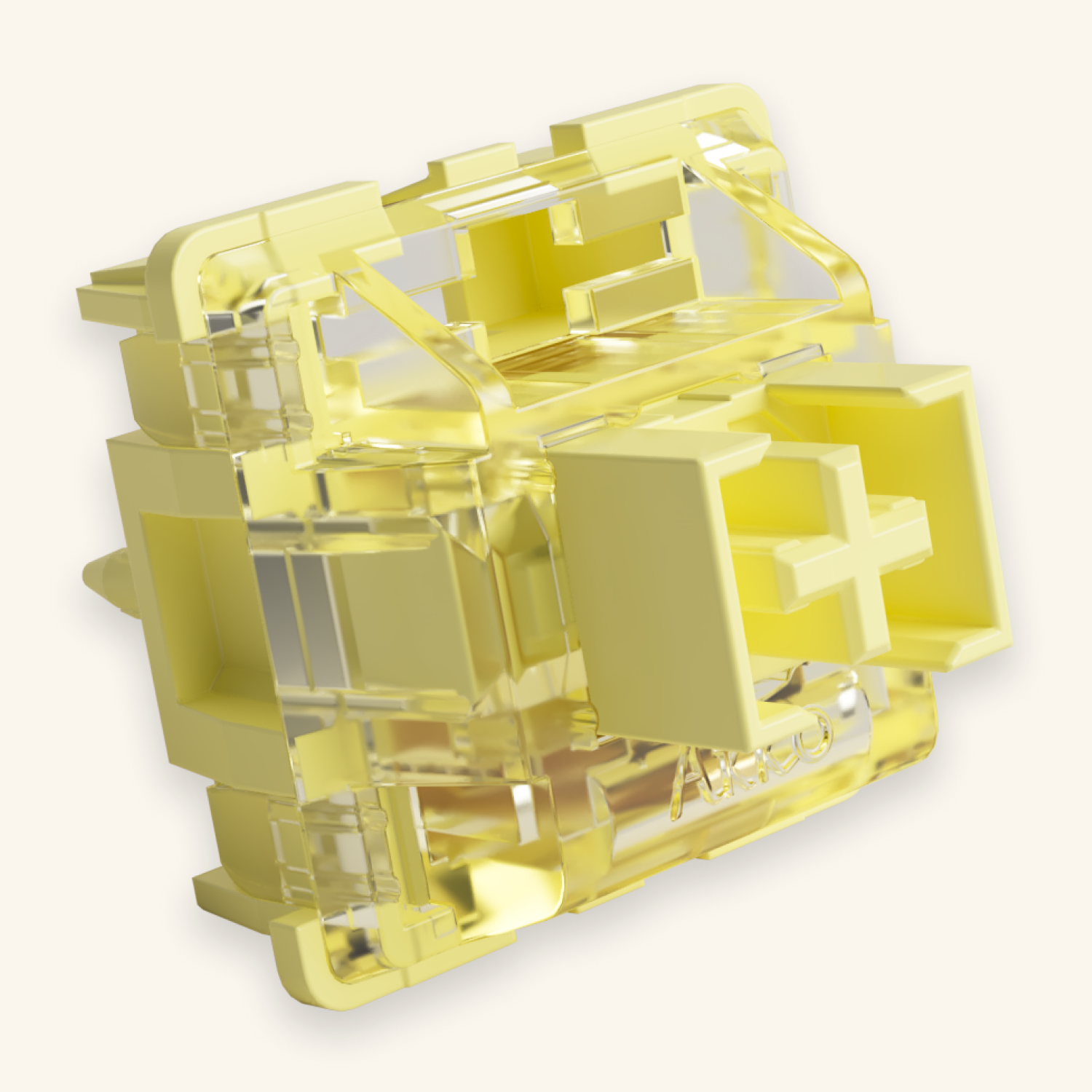 Akko V3 Cream Yellow Pro lineaire switch, 3/4-aanzicht